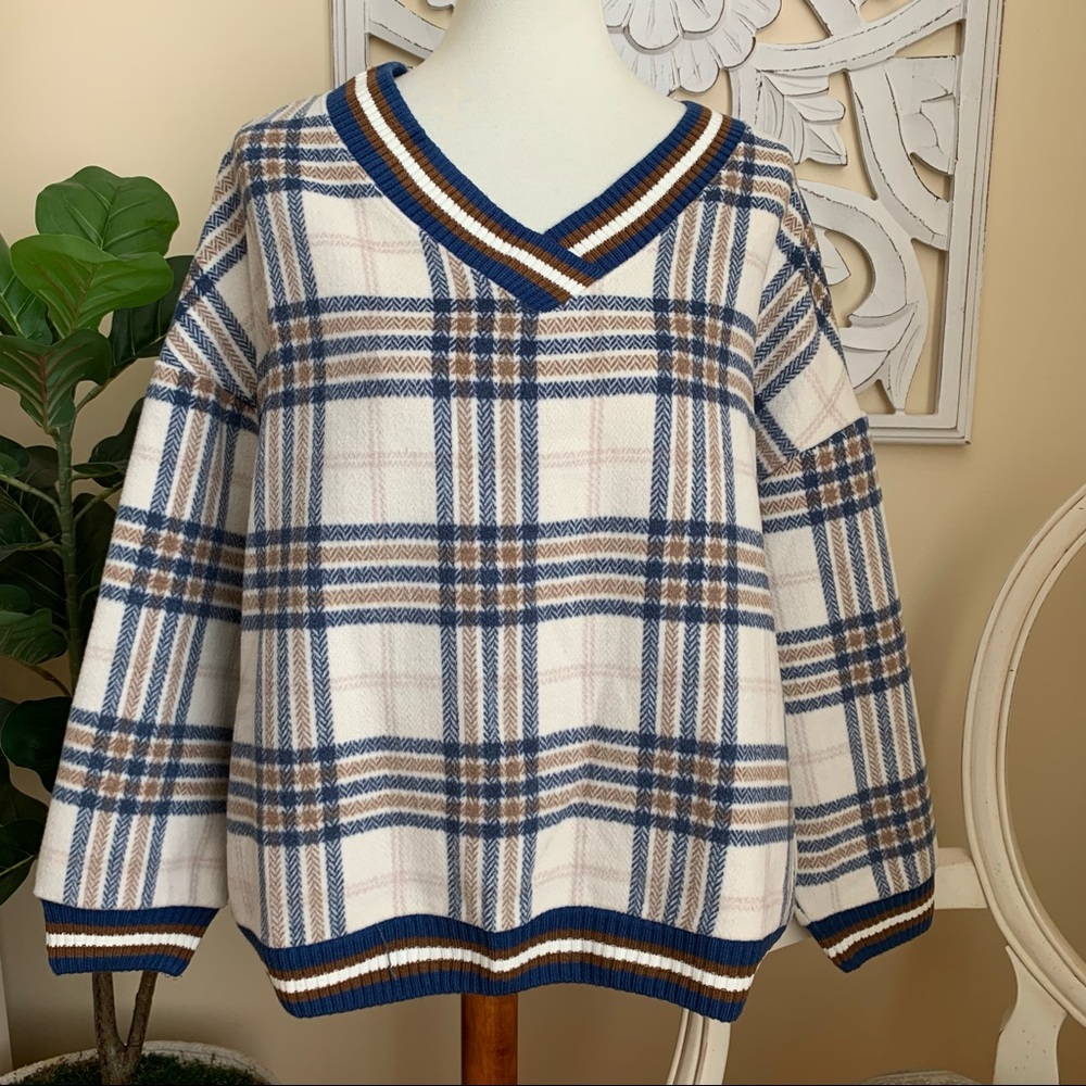 Oversized Plaid Sweater
